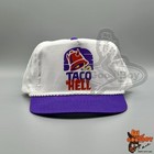 Taco Hell Hat Vintage Retro White Purple Trucker Rope Cap 90s Taco Bell Live Mas