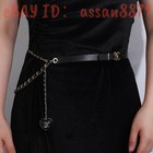 Chanel Classic Women   s Accessories Heart Leather Gold Metal Waist Chain Belt New