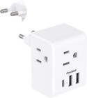 European Travel Plug Adapter  International Power Plug Adapter With 3 Outlets Us
