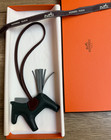 New Hermes Rodeo Pm Milo Leather Bag Charm  green Vert Mangrove gris Pantin terre