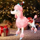  35   Lighted Christmas Poodle Dog Decoration Pink 3d Holiday Indoor Outdoor 