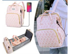3-in-1 Diaper Bag Backpack Foldable Baby Bed Bassinet Usb Charging Travel Bag
