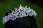 Silver Crystal Tiara Pale Blue Opal Bridal Crown Birthday Wedding Gift