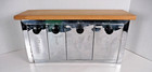 Vtg Mcm Stainless Steel Kitchen Canisters Flour Tea Coffee Sugar W  Wood Shelf
