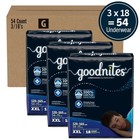 Goodnites Boys Nighttime Underwear  Size Xxl 120-165  Lbs  54 Ct  Packaging