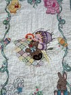 Vintage Handmade Embroidered Baby Crib Quilt Animals Toys Ruffle Nwot
