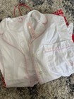 New Victoria s Secret Heritage Cotton Pajama Set Top Pants White Pink Trim Small