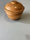 Vintage Hand Turned Wood Carved Trinket Box Footed With Lid 4   