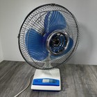 Vintage 12  Fan Blue Blade Oscillating 3 Speed Model Ks D1158 Mcm  tested 