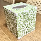 Vintage Casafina Portugal Hand Painted Green Vine Leaf Tissue Box Cover Leaves