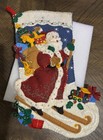 Bucilla Finished Christmas Stocking Santa Claus On Skis Toy Bag Felt Applique