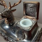 Htf Antique Jennings Brothers Silver Plated Stag Deer Inkwell