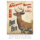Vintage Buck Beer Advertising Art Print 8x10 Whitetail Deer Hunting Cabin Decor