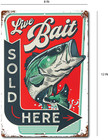 Live Bait Sold Here  Vintage Rustic Looking Fishing Camping Country  Tin Sign