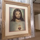 Vintage Sacred Heart Of Jesus Framed Print Catholic Religious Wall Art 23 X 19   