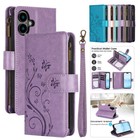 For Iphone 16 Pro Max 15 14 13 12 Case Magnetic Leather Zipper Wallet Flip Cover