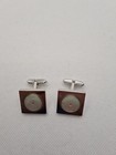 W Germany Stamped Mens Vintage Square Metal Cufflinks