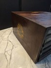 Antique Clarks Ont 5 Drawer Spool Cabinet Wood Glass Front Sewing Display Chest