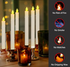 6pcs Flameless Taper Candles Light Flickering Battery Operated With Remote Timer