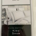 2 Wamsutta  Hotel  Double Baratta Stitch King Shams White Navy Blue  New Cotton