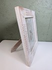 Vtg Rustic Country Wood Frame Pottery Barn 8 x 10  Open Work White Wash