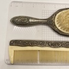 Vintage Silver Plated Vanity Hair Brush   Comb Set Ornate Floral Design Vtg