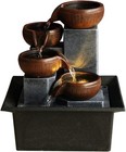 Indoor 4-tier Relaxation Tabletop Fountain Waterfall Function   with Warm Color   