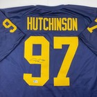 Autographed signed Aidan Hutchinson Michigan Blue College Jersey Beckett Bas Coa