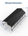 Sturdy 12x26ft Oversized Metal Carport Reinforced Steel Frame   Roof Cover