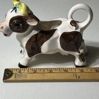 Vtg Ceramic Pottery Purple Baby Girl Cow With Flowers On Horns Creamer