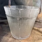 Vtg Retro 1950 60s Anchor Hocking Pressed Glass Ice Bucket Hammered Handle Bar