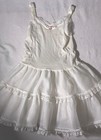 Vintage Her Majesty Girls White Tiered Ruffled Petticoat Slip Lace Trim
