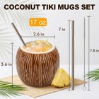 Zenfun 4 Pack Ceramic Tiki Mugs  17 Oz Coconut Mug  Hawaiian Large  Brown