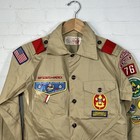Vtg Boy Scouts Of America Bsa Shirt Tan Patches Long Sleeve Mens Small Uniform