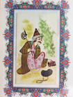 Vintage Mughal Persian Miniature Painting Inlaid Framed Muslim Warrior Soldier