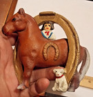 Vintage Cast Iron Still Penny Coin Bank Buster Brown   Tige Good Luck Horse