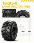 18x9 50-8 Turf Tires For Golf Carts And Lawn Mowers 4-ply  2 Pack 