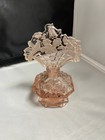 Vintage Art Deco Czech Pink Cut Glass Perfume Bottle With Floral Stopper