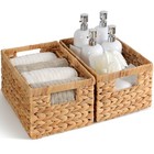 Set Of 2 Wicker Shelf Storage Baskets For Organizing - Natural Woven Basket