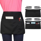 Server Waitress Waist Apron - Half Apron With 3 Pockets black Short Aprons Fo   