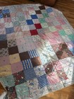 Vintage Handmade Quilt Patchwork Squares Blocks Cottage Feed Sack Cutter