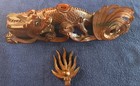 Early 20th C  Chinese Carved Dragon Holder In Rosewood With Glass Inserts Used