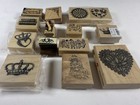 Wood Rubber Stamp Lot Vintage Crown Heart Lace Doily Victorian Children Craft
