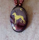 Whippet Greyhound Necklace Ooak Painted Design  Beads  Wood  Mookkaite Stone 