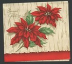 Vintage Christmas Greeting Card Beautiful Red Poinsettias Season s Greetings