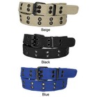 Kids Children Boys Girls 2 Holes Row Grommets Stitched Canvas Fabric Web Belt