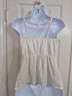 Stere Heart Women   s White Cotton Lace Trim Adjustable Strap Camisole Top S