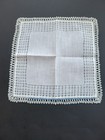 Vintage Ladies Hankie White Drawnwork  And Looped Lace Edging