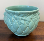Vintage Mccoy Pottery Aqua Diamond Quilted Leaf Berry Jardiniere Planter 10 375 