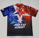 Custom Bowling Shirt Stars   Stripes Pro Zip Jersey With Short Collar Roto Grip